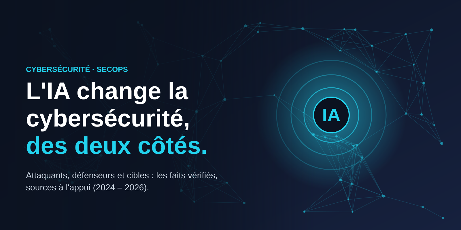 Réseau lumineux autour du mot IA